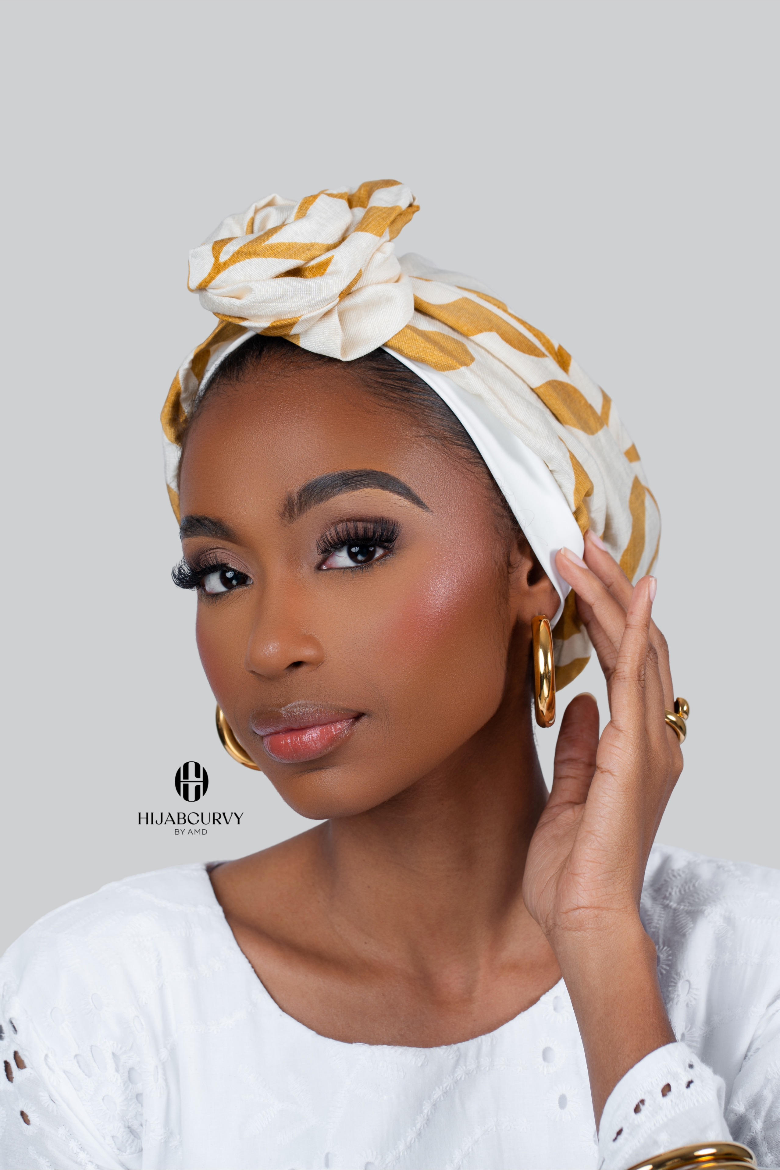 Turban à enfiler jaune blanc