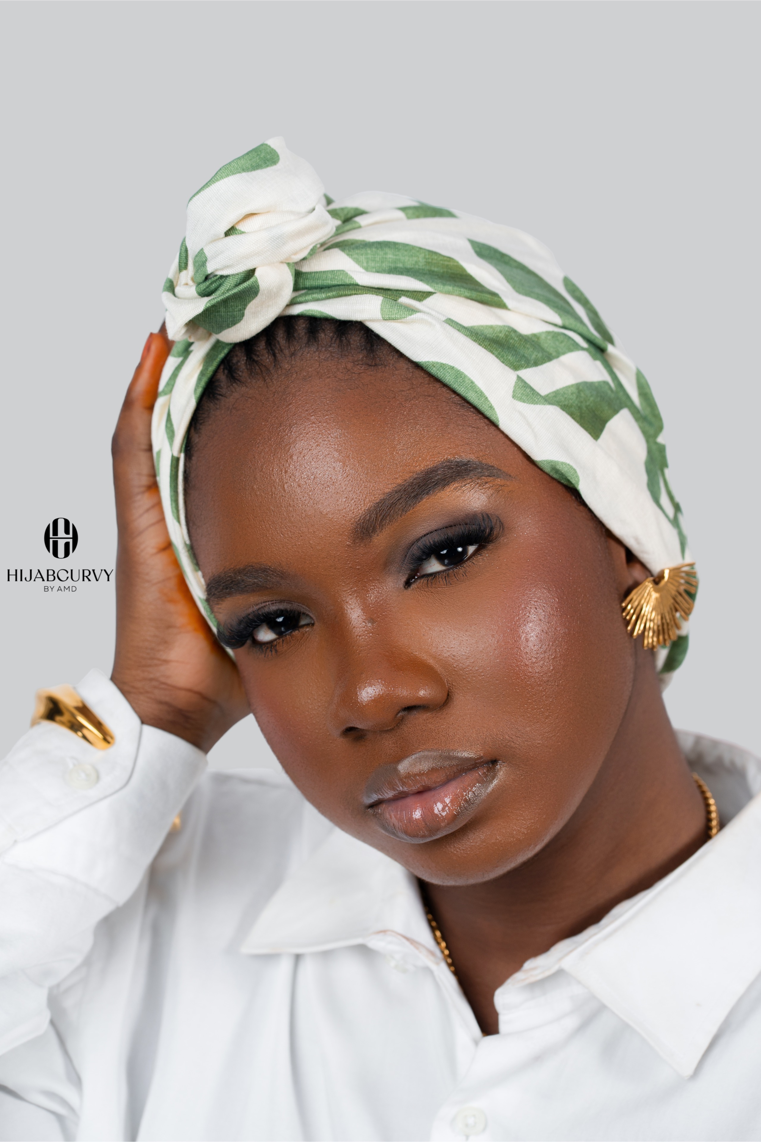 Turban à enfiler blanc vert