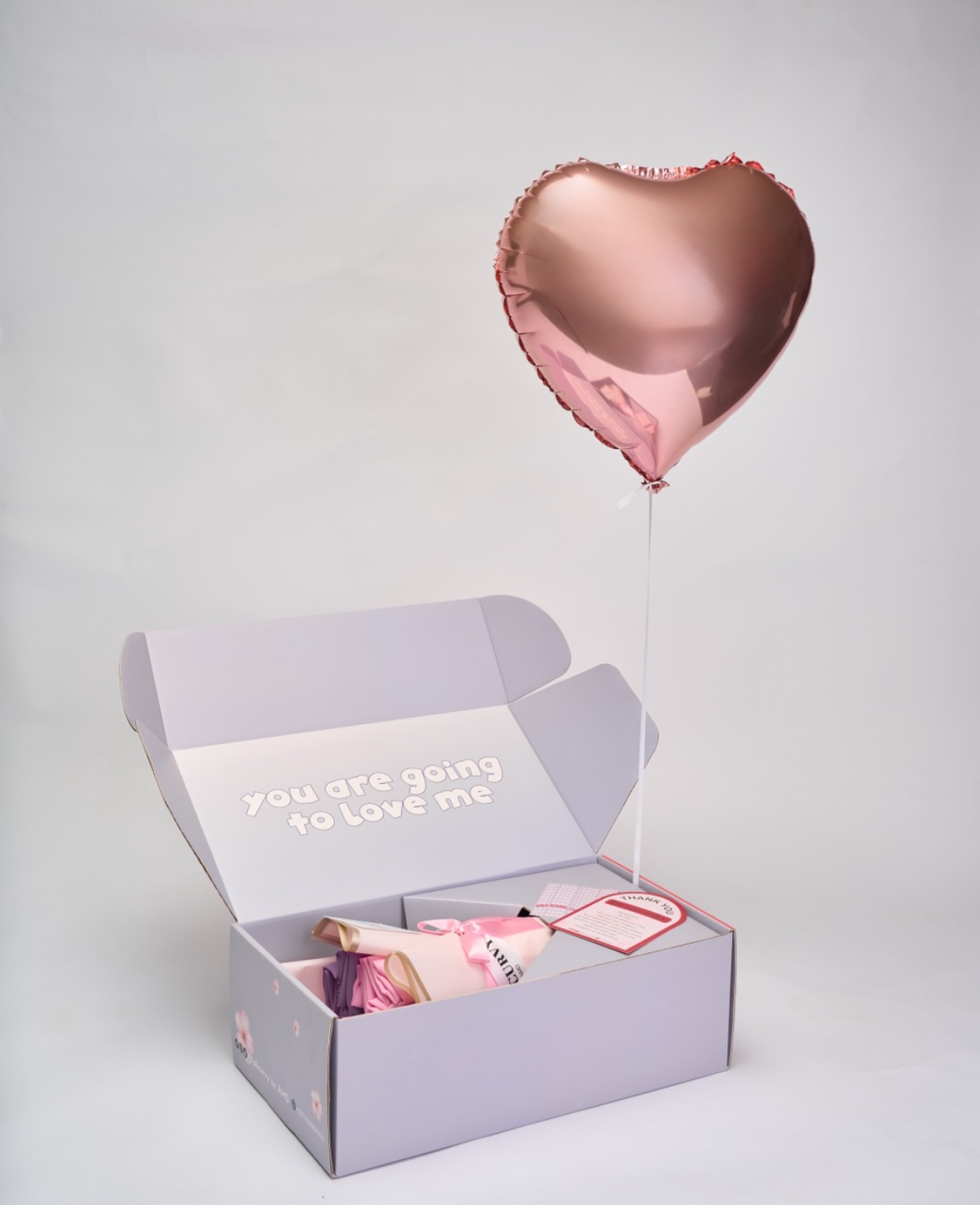 Box bouquet + ballon hellium