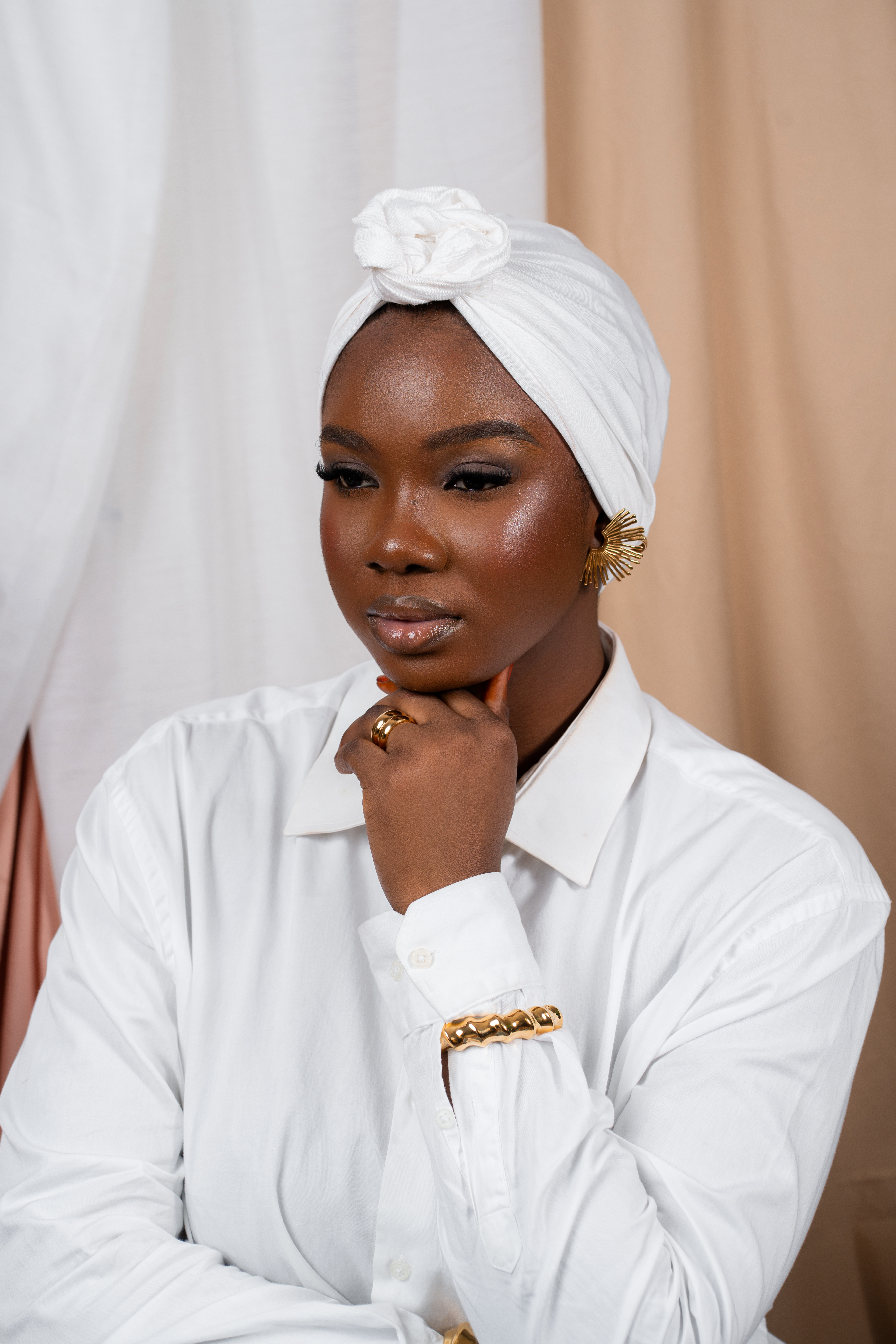Turban à enfiler blanc